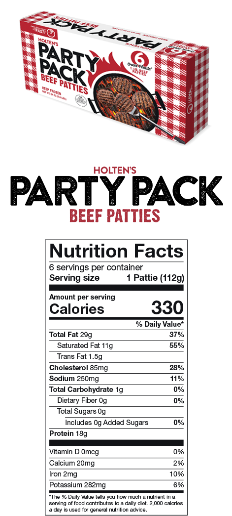 Party Pack Beef Patties 6 pack